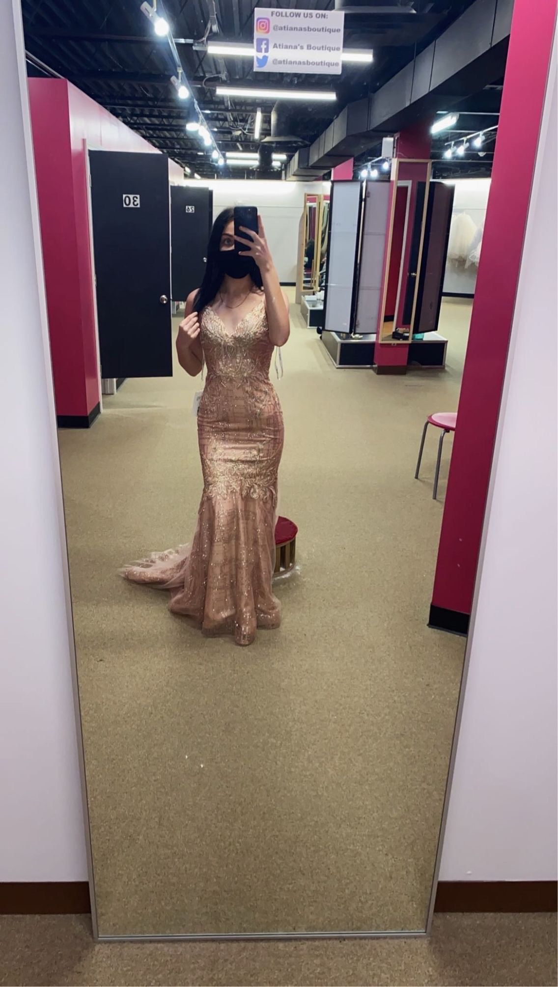 Jovani Size 0 Prom Lace Rose Gold Mermaid Dress on Queenly