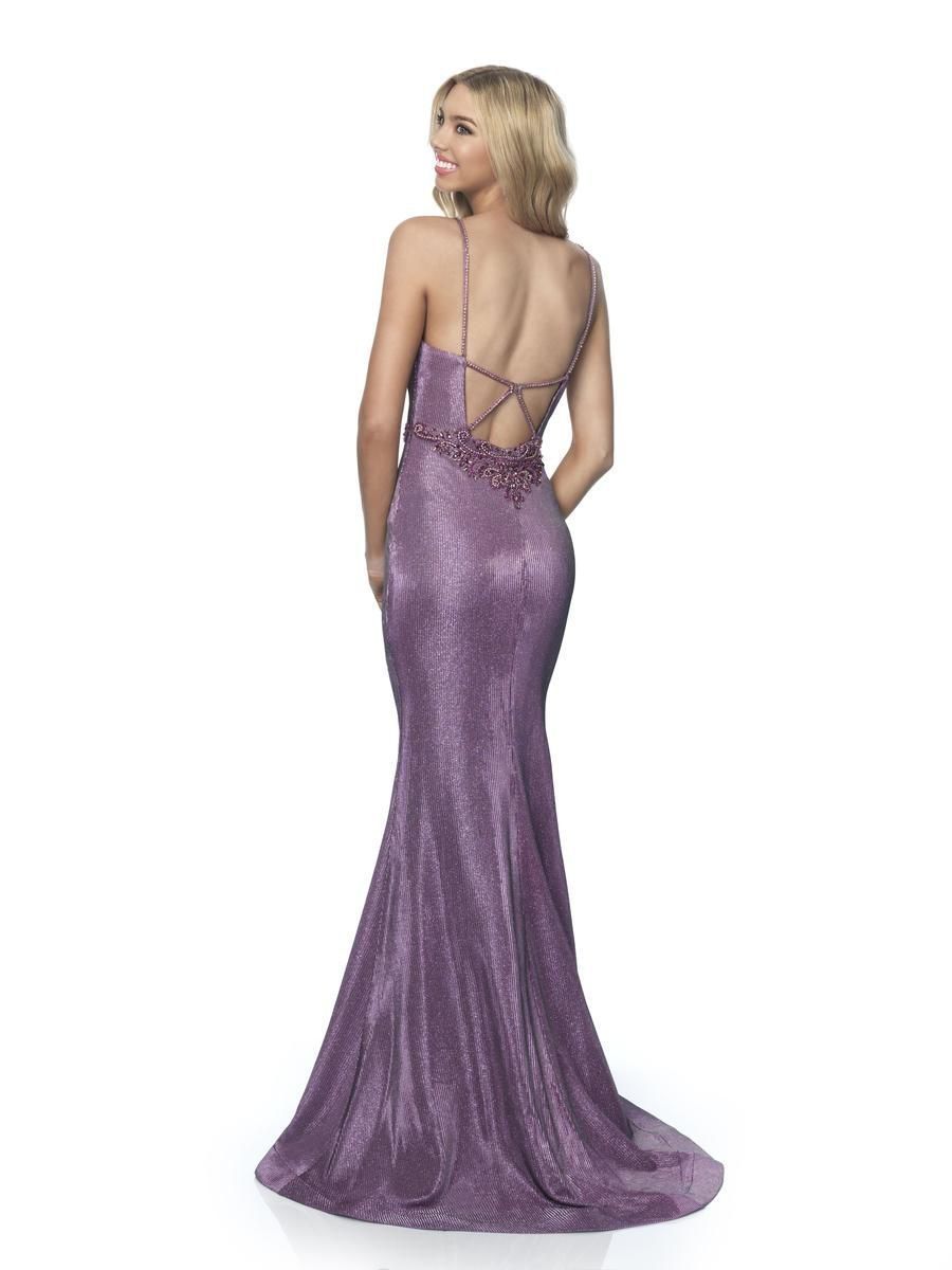 Style 11989 Blush Prom Size 6 Prom Plunge Purple Mermaid Dress on Queenly