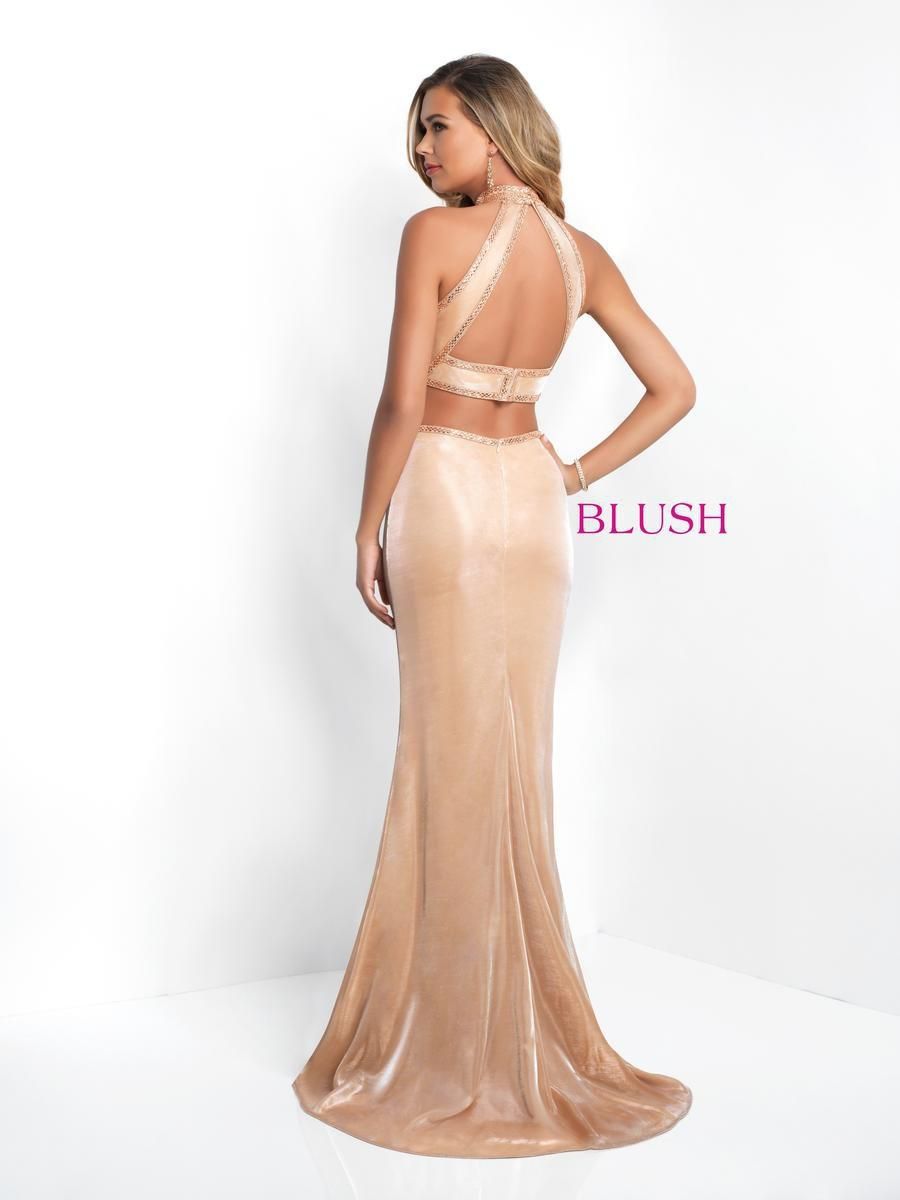 Style 11524 Blush Prom Size 4 Prom Halter Rose Gold Mermaid Dress on Queenly