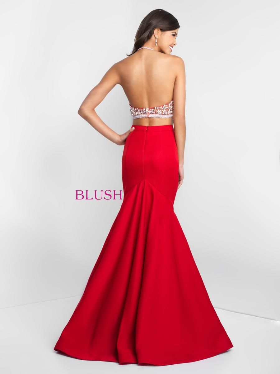 Style C1014 Blush Prom Size 4 Prom Halter Red Mermaid Dress on Queenly