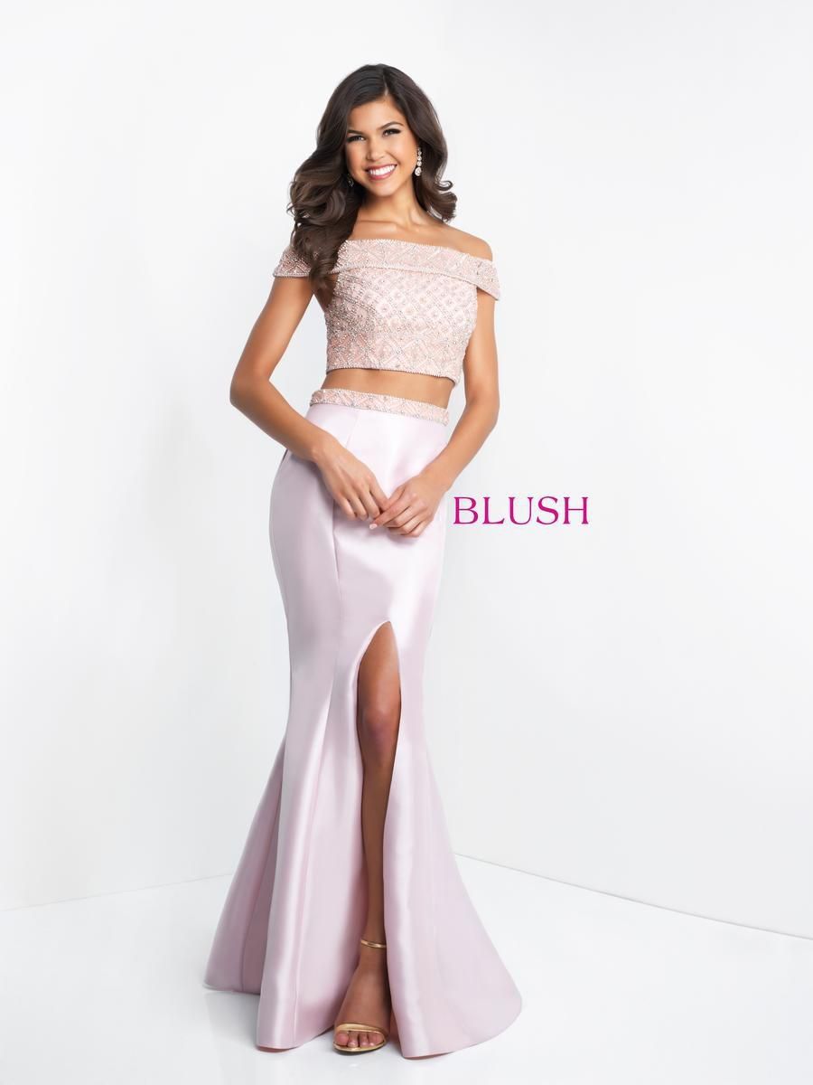 Style C1009 Blush Prom Size 2 Prom Off The Shoulder Sequined Light Pink Mermaid Dress on Queenly
