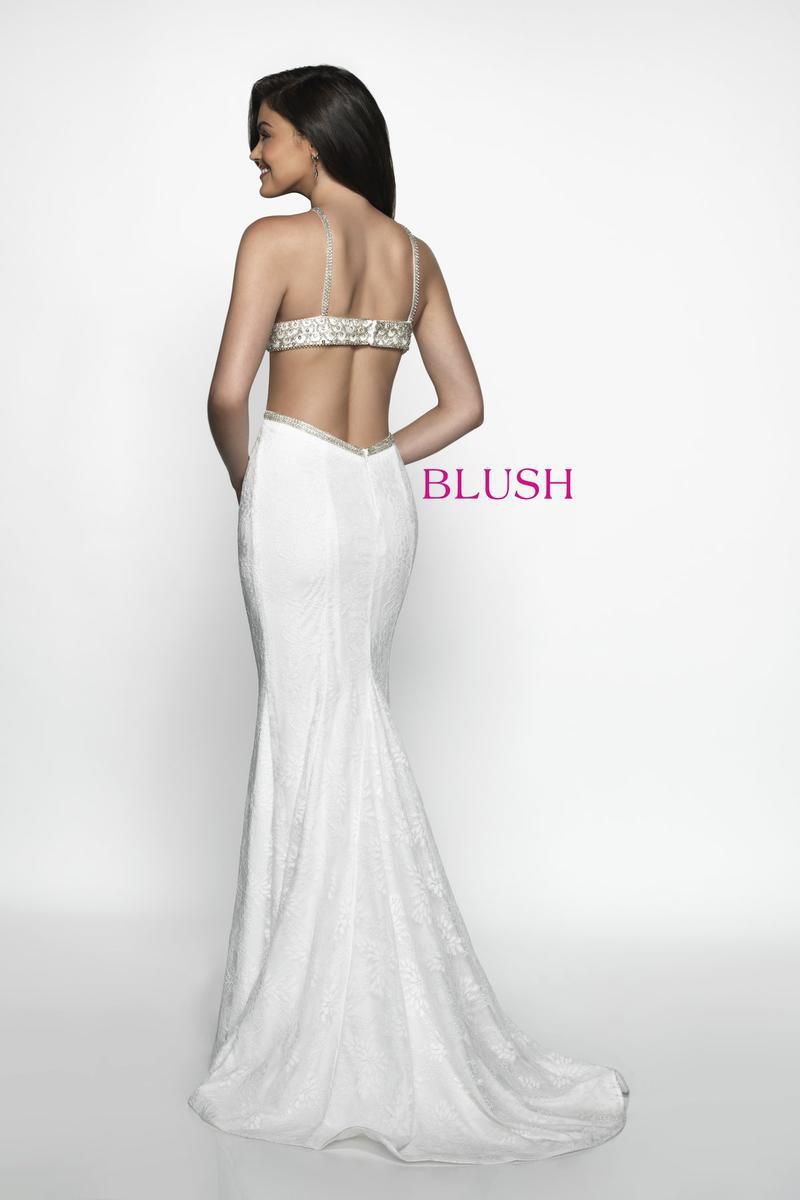 Style C2037 Blush Prom Size 2 Prom Halter White Mermaid Dress on Queenly