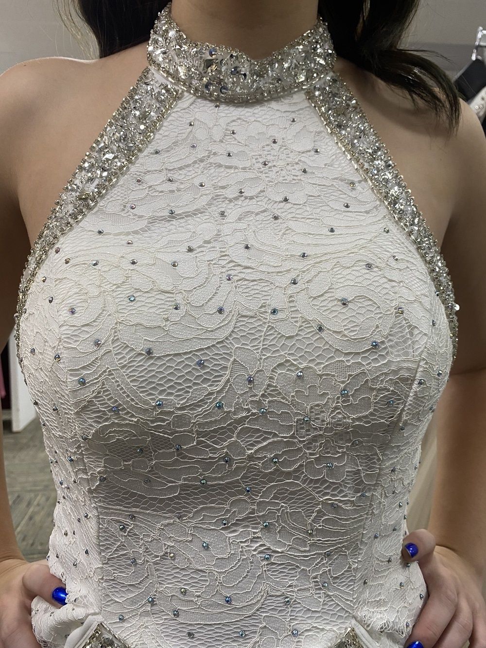 Style C2021 Blush Prom Size 0 Wedding Halter White Mermaid Dress on Queenly