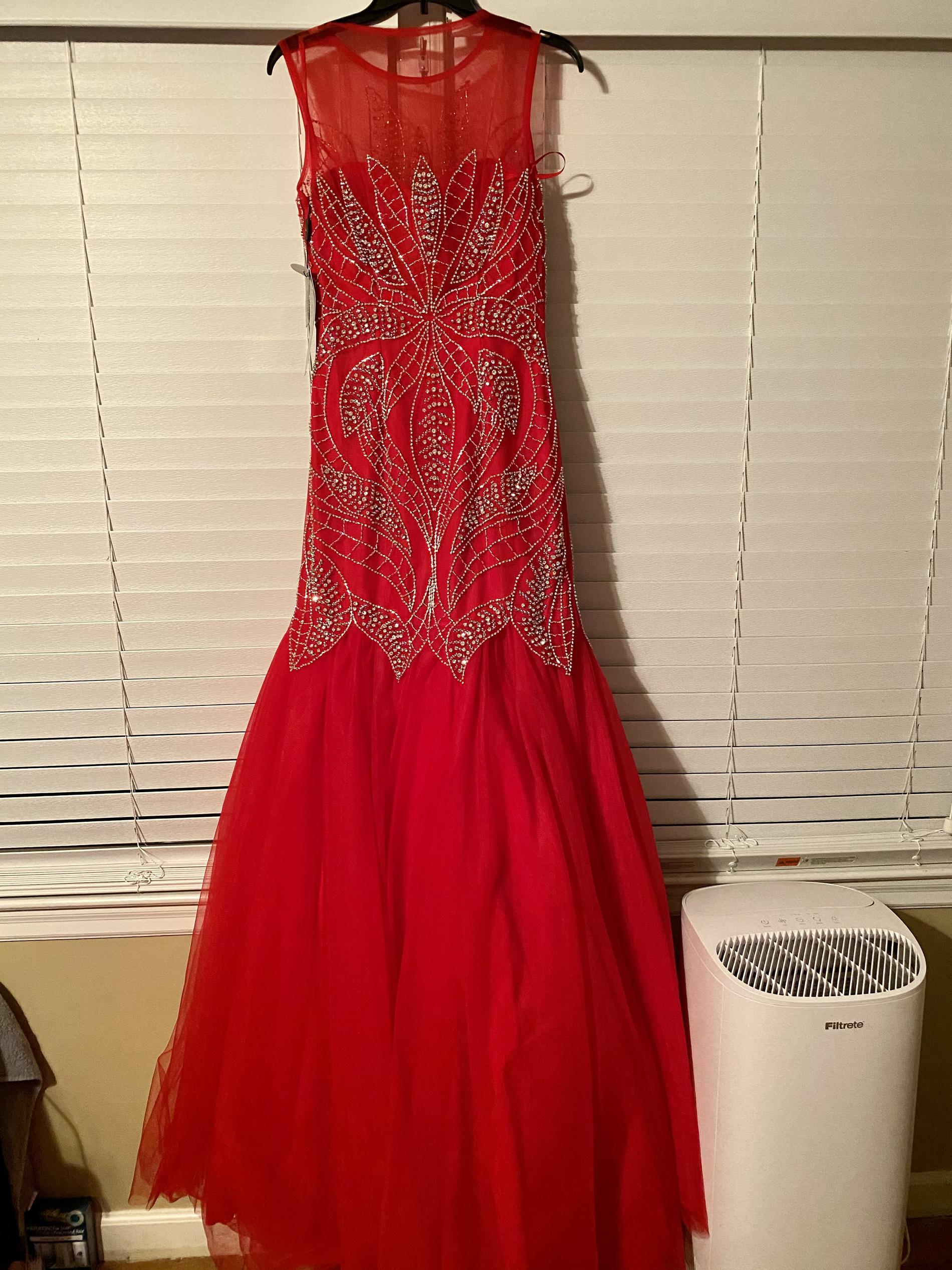 Gino Cerruti of London England Size 10 Sequined Red Mermaid Dress on Queenly