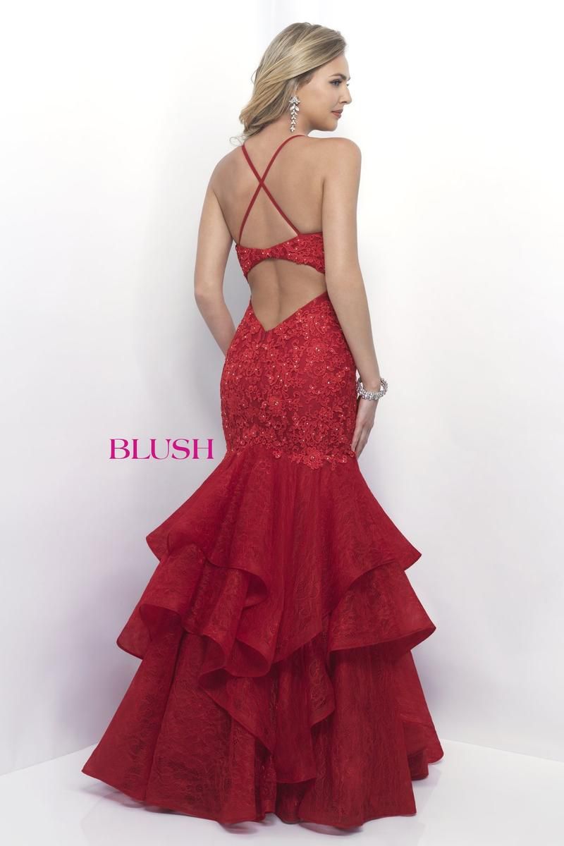 Style 11266 Blush Prom Size 2 Prom Lace Red Mermaid Dress on Queenly