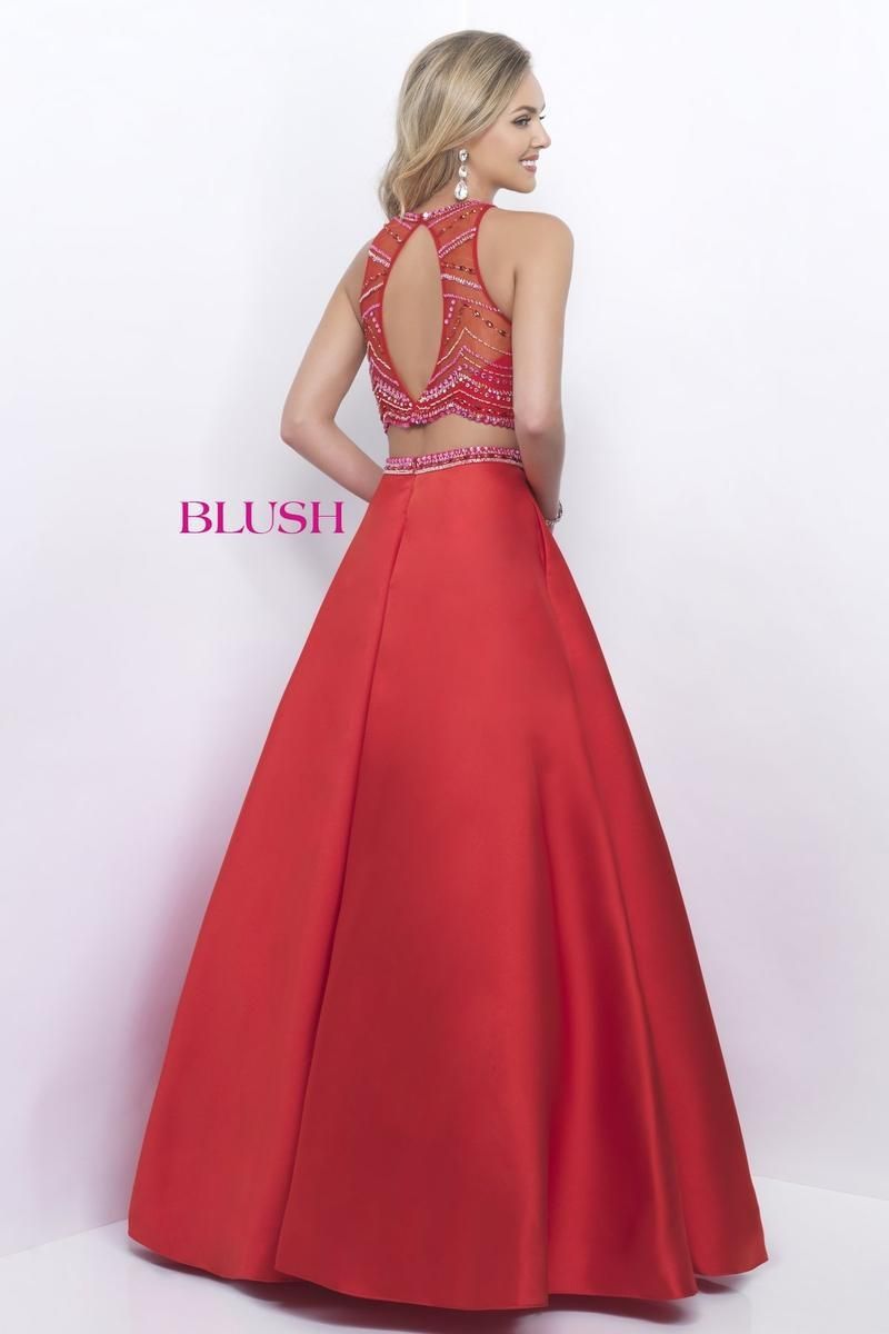 Style 5624 Blush Prom Size 6 Prom Halter Sequined Hot Pink Ball Gown on Queenly