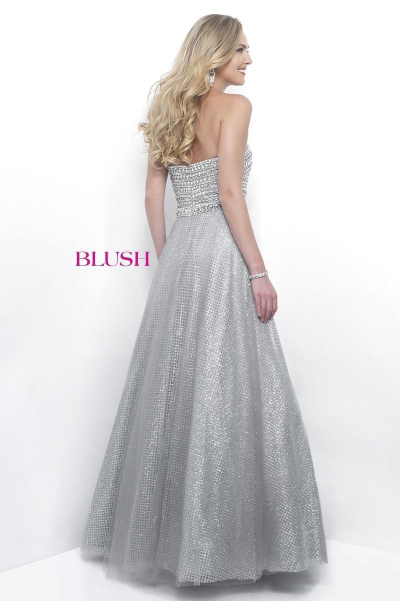 Style 5615 Blush Prom Size 4 Prom Strapless Silver Ball Gown on Queenly
