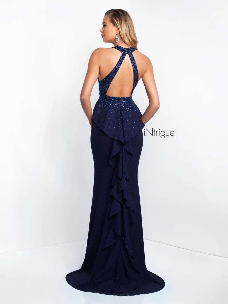 Style 401 Blush Prom Size 8 Prom Halter Navy Blue Mermaid Dress on Queenly
