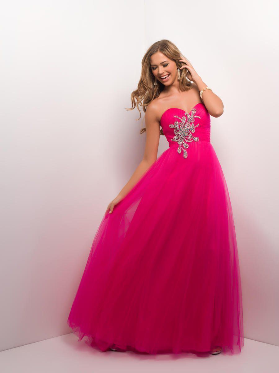 Style 9512 Blush Prom Size 12 Prom Strapless Sequined Hot Pink Ball Gown on Queenly