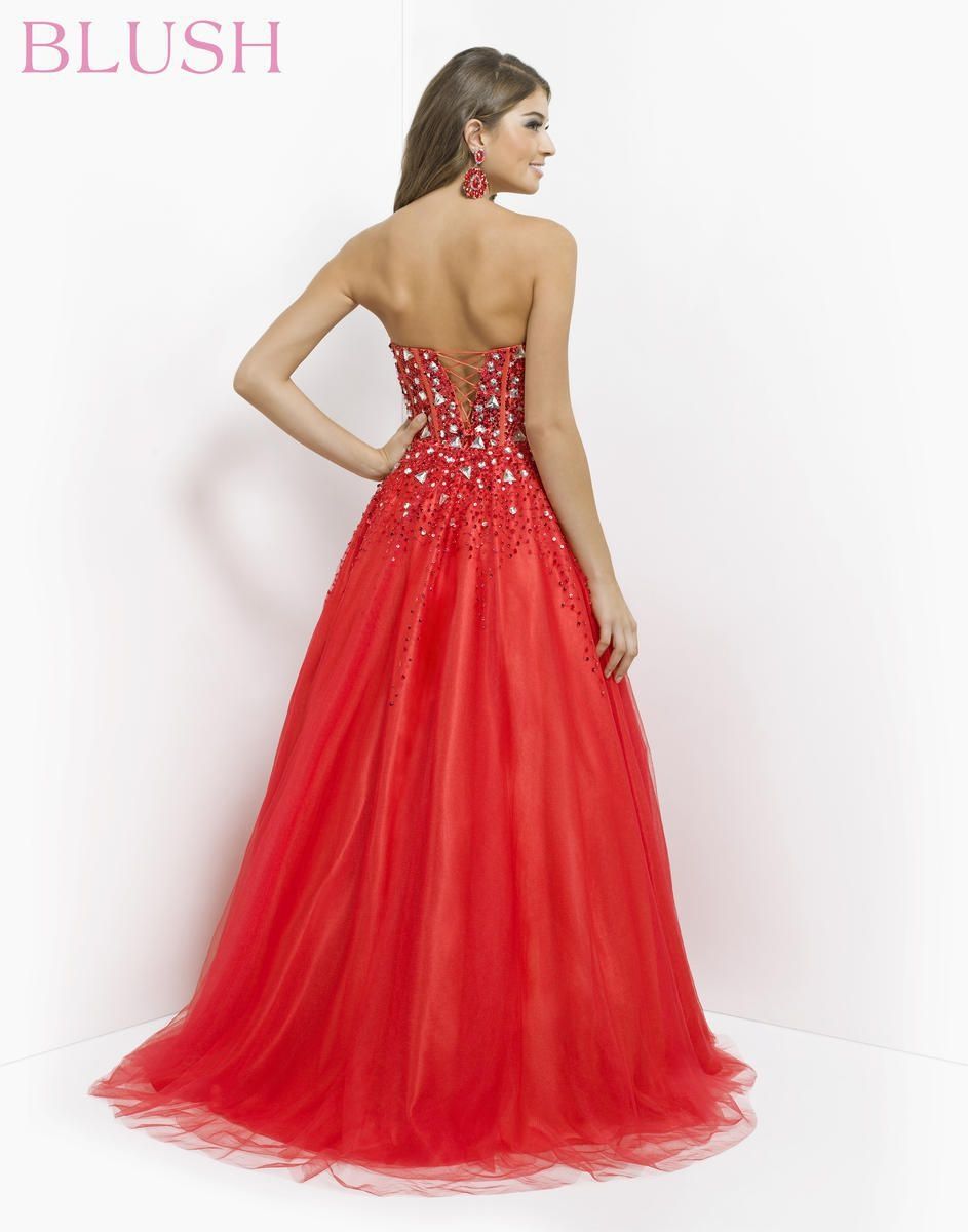 Style 5316 Blush Prom Size 8 Prom Sequined Red Ball Gown on Queenly