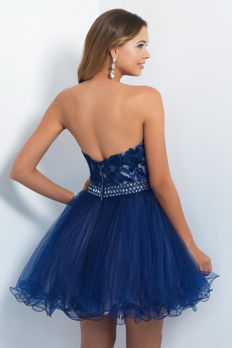 Style 10071 Blush Prom Size 6 Homecoming Lace Navy Blue Cocktail Dress on Queenly
