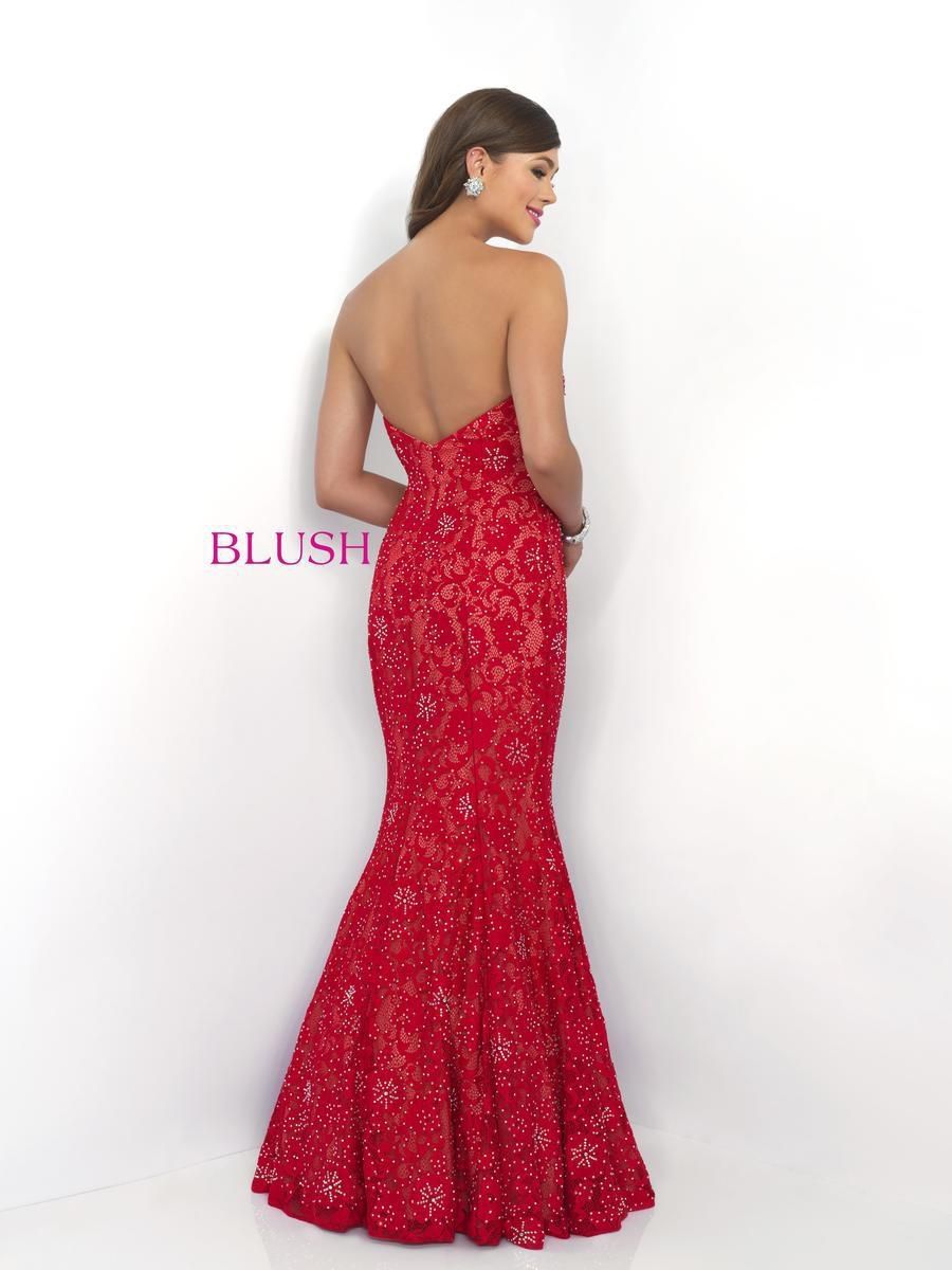 Style 11110 Blush Prom Size 12 Prom Strapless Red Mermaid Dress on Queenly