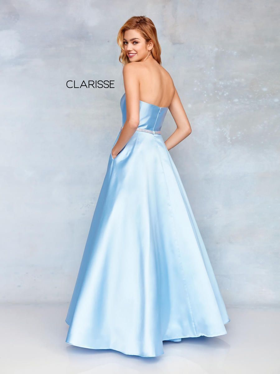 Style 3739 Clarisse Size 0 Prom Strapless Light Blue Ball Gown on Queenly