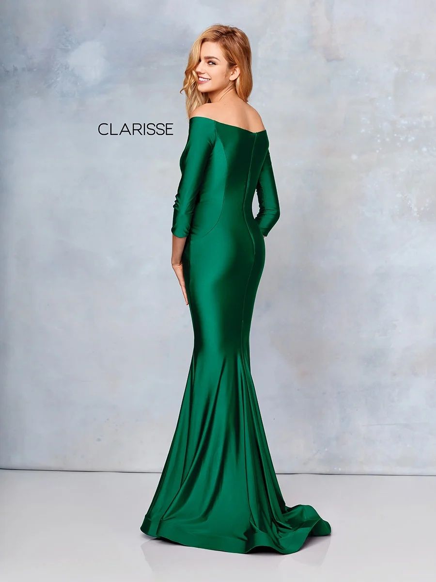 Style 3841 Clarisse Size 0 Prom Long Sleeve Satin White Mermaid Dress on Queenly