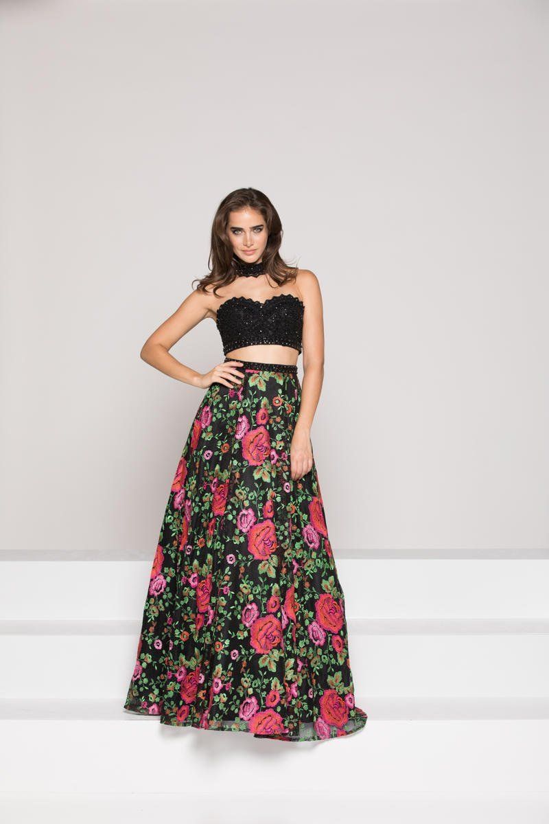 Style 1827 Colors Size 4 Prom Strapless Floral Hot Pink A-line Dress on Queenly