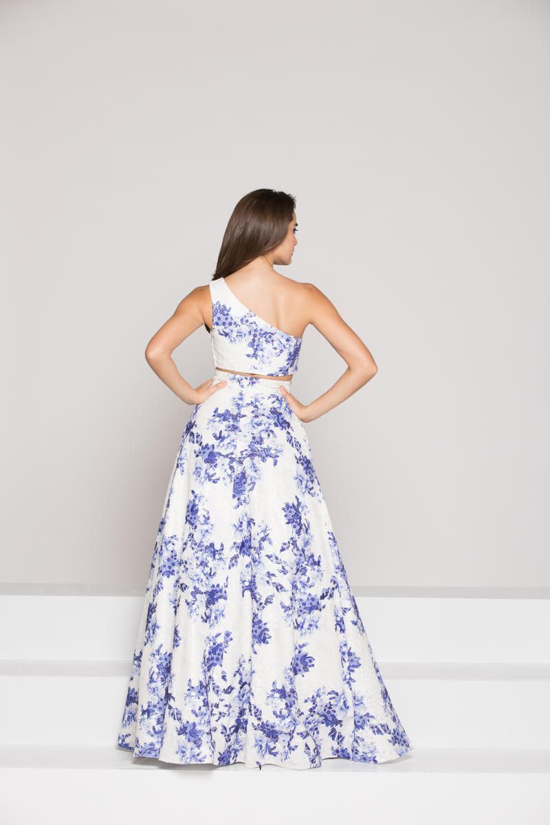 Style 1836 Colors Size 10 Prom One Shoulder Floral Royal Blue A-line Dress on Queenly
