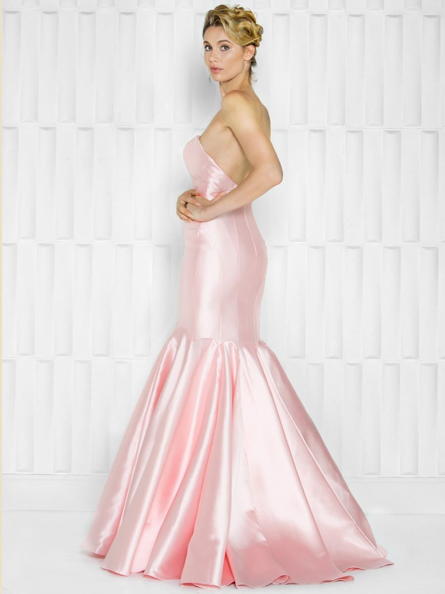 Style 1647 Colors Size 4 Prom Strapless Satin Light Pink Mermaid Dress on Queenly