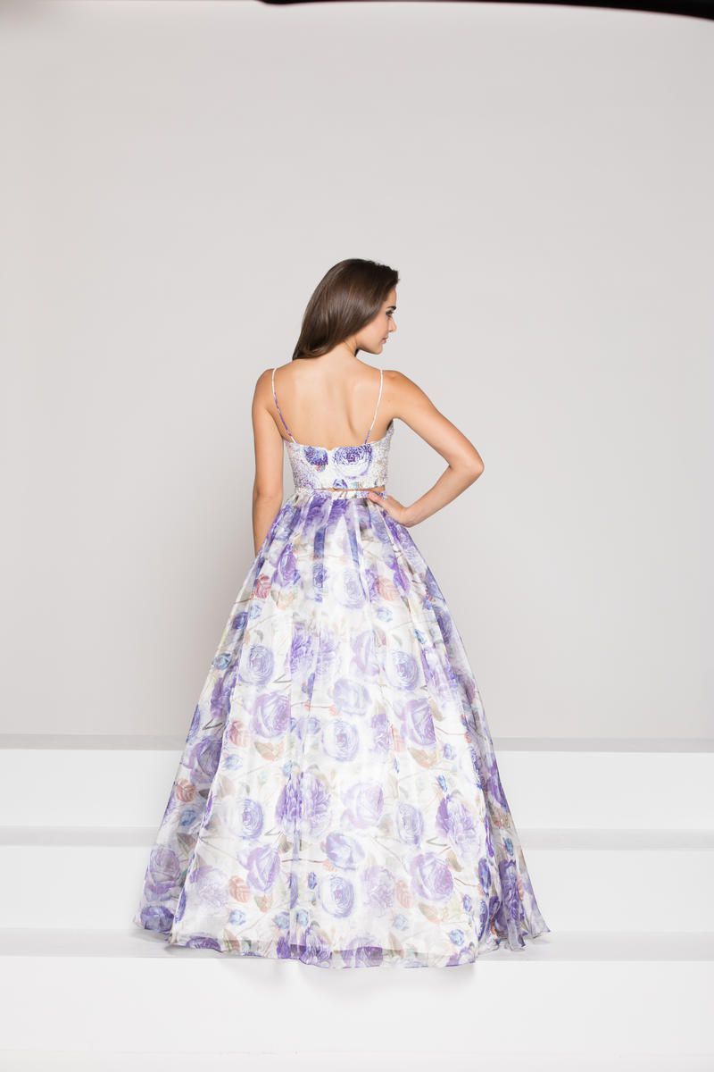 Style 1826 Colors Size 0 Prom Floral Purple A-line Dress on Queenly