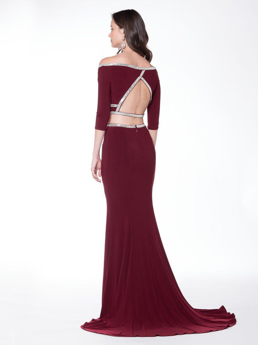 Style 1728 Colors Size 8 Prom Long Sleeve Burgundy Red Mermaid Dress on Queenly