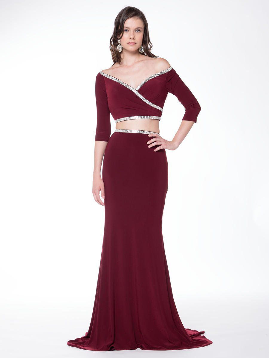 Style 1728 Colors Size 8 Prom Long Sleeve Burgundy Red Mermaid Dress on Queenly