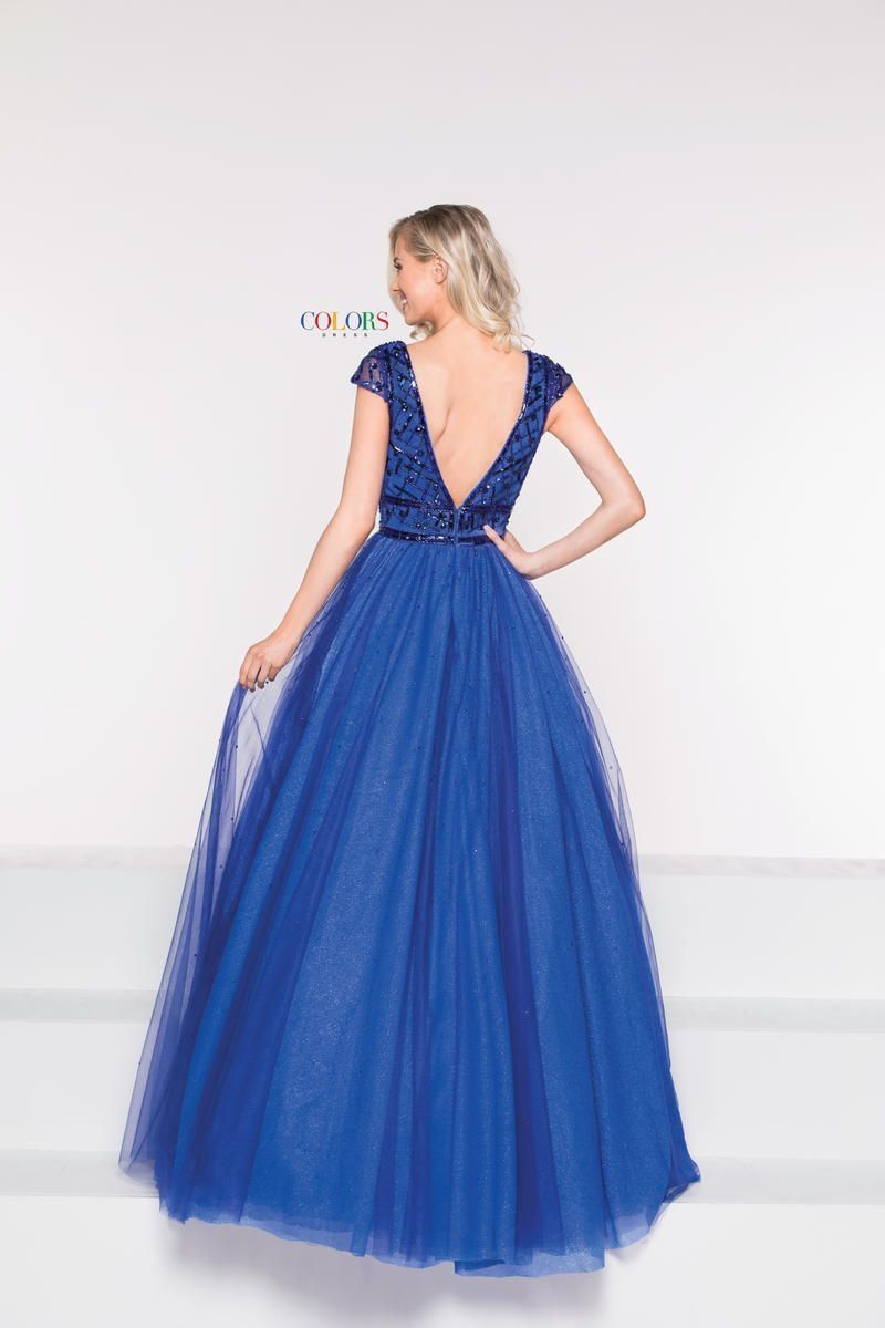Style 2007 Colors Size 14 Prom Cap Sleeve Royal Blue Ball Gown on Queenly
