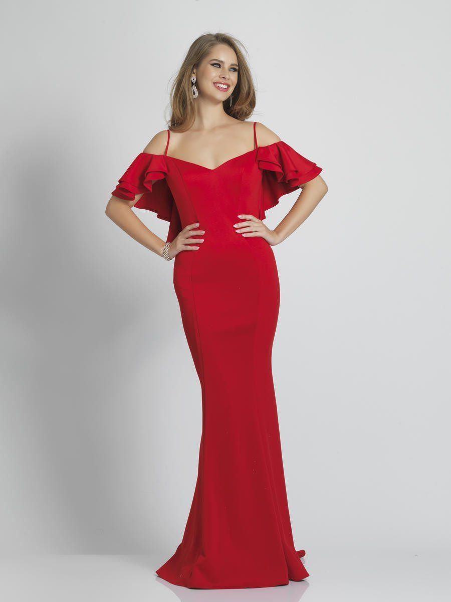 Style A7327 Dave and Johnny Size 6 Prom Off The Shoulder Red Mermaid Dress on Queenly