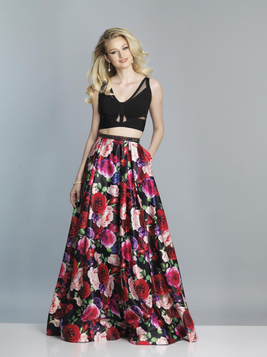 Style A7221 Dave and Johnny Size 8 Prom Floral Multicolor A-line Dress on Queenly