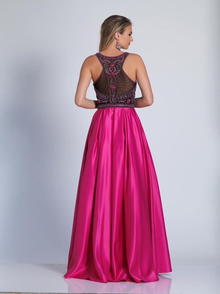 Style 3355 Dave and Johnny Plus Size 16 Prom Sequined Hot Pink Ball Gown on Queenly