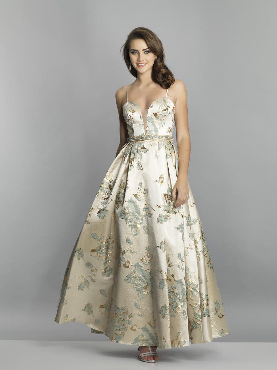 Style A7549 Dave and Johnny Size 10 Prom Floral Light Green Ball Gown on Queenly