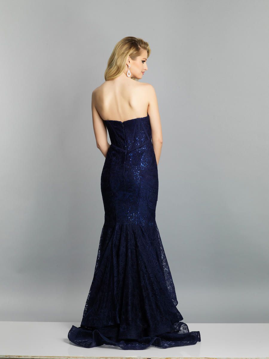 Style A7594 Dave and Johnny Size 2 Prom Navy Blue Mermaid Dress on Queenly