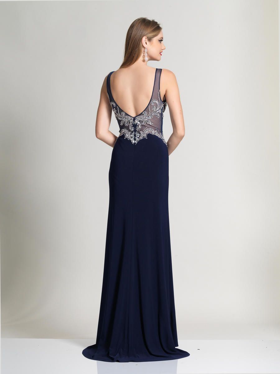 Style 2483 Dave and Johnny Size 10 Prom Navy Blue Floor Length Maxi on Queenly