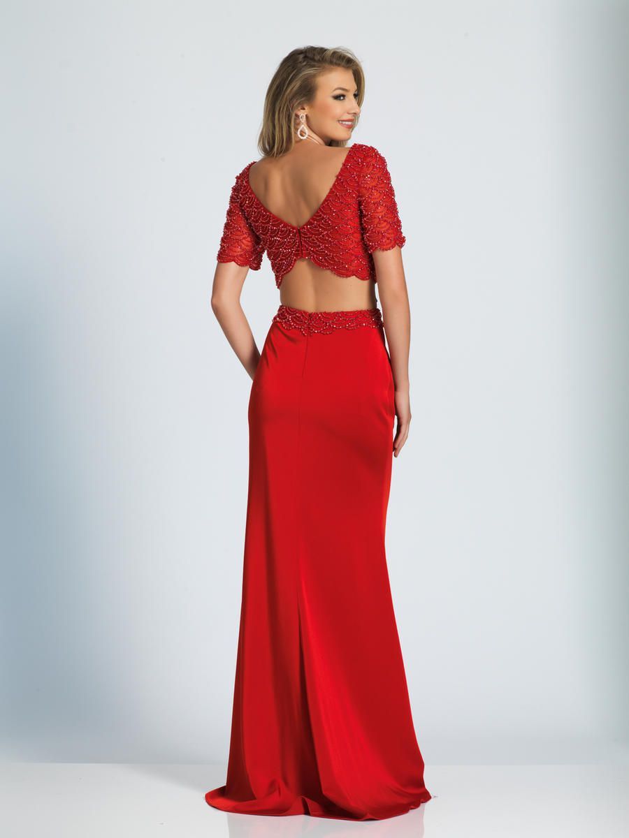 Style 3084 Dave and Johnny Size 10 Prom Long Sleeve Red Floor Length Maxi on Queenly