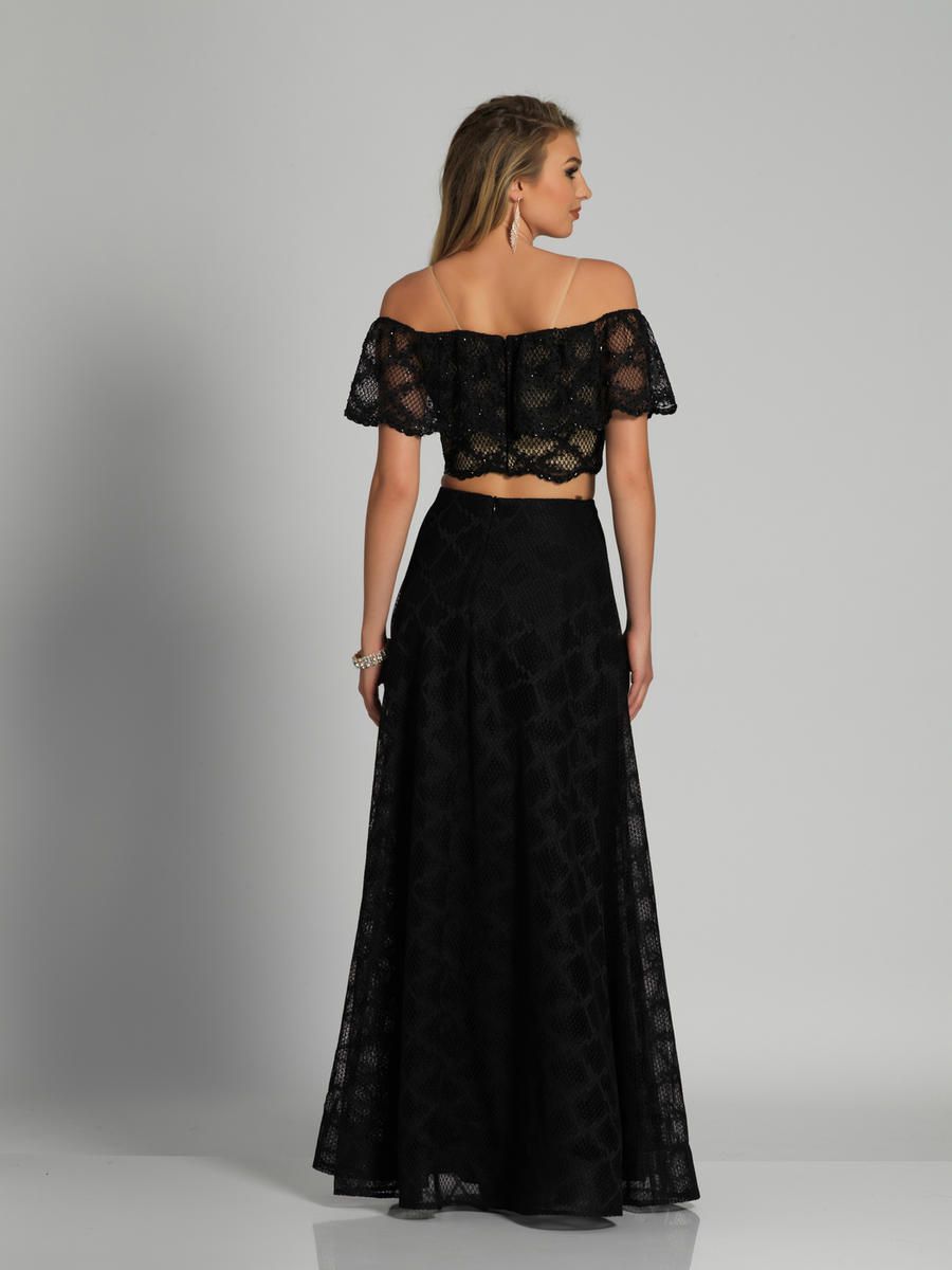 Style A6237 Dave and Johnny Size 4 Prom Off The Shoulder Black A-line Dress on Queenly
