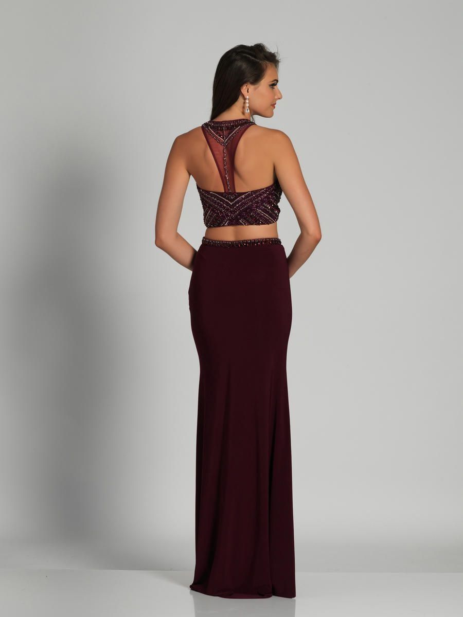 Style A5503 Dave and Johnny Size 12 Prom Halter Burgundy Red Floor Length Maxi on Queenly