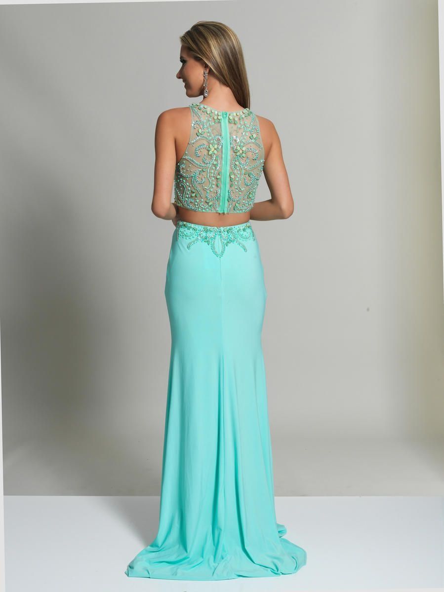 Style 2499 Dave and Johnny Size 2 Prom Halter Turquoise Blue Floor Length Maxi on Queenly