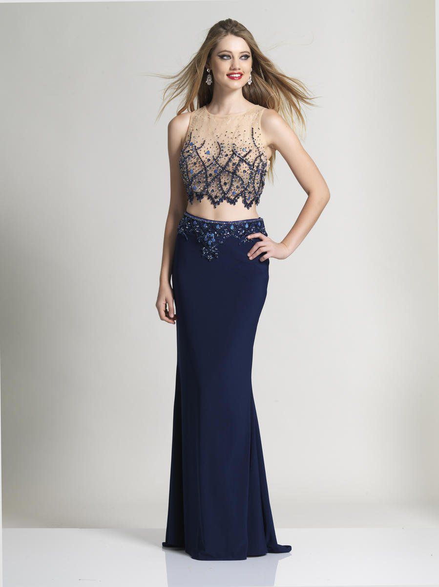 Style 2317 Dave and Johnny Size 4 Prom Navy Blue Floor Length Maxi on Queenly