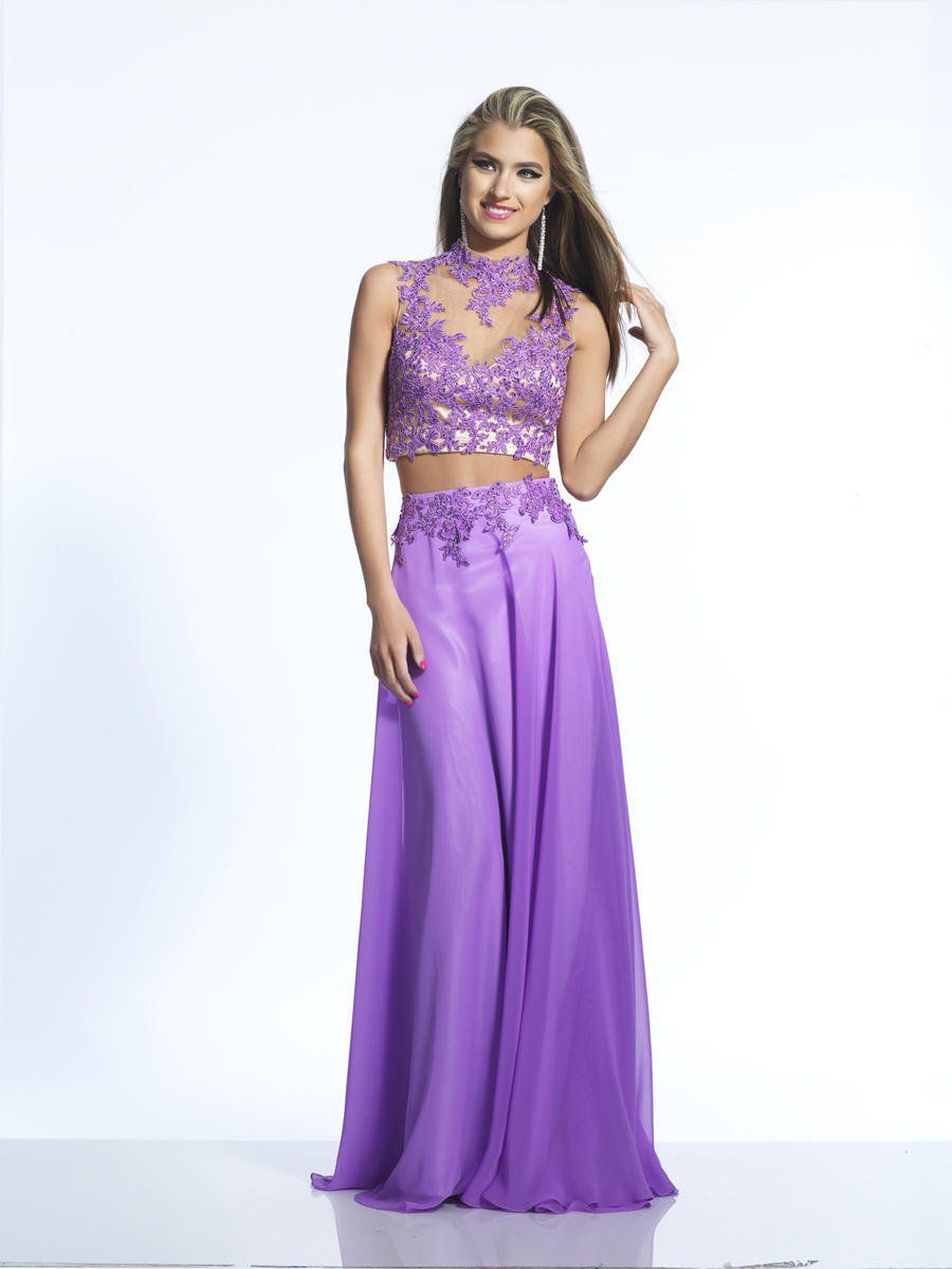 Style 2070 Dave and Johnny Size 8 Prom Lace Purple Floor Length Maxi on Queenly
