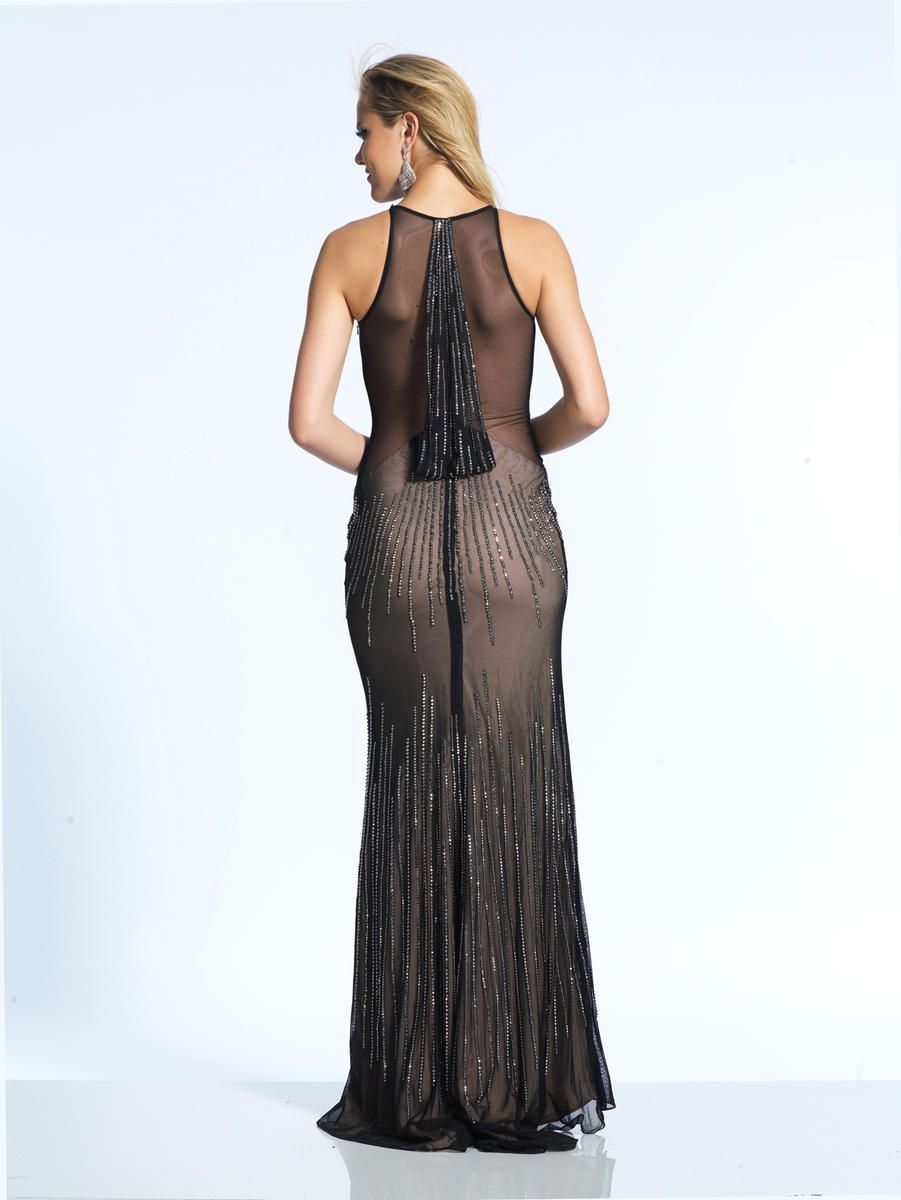 Style 1783 Dave and Johnny Size 4 Prom Sheer Black Floor Length Maxi on Queenly
