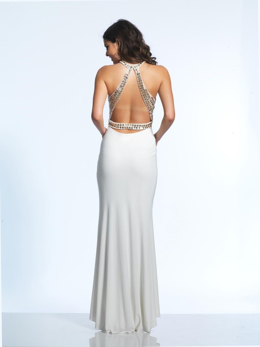 Style 1771 Dave and Johnny Size 2 Prom Halter White Floor Length Maxi on Queenly
