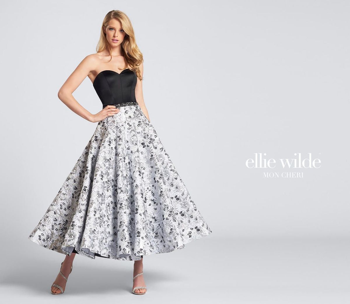 Style EW21730 Ellie Wilde Size 12 Prom Strapless Floral Multicolor Cocktail Dress on Queenly