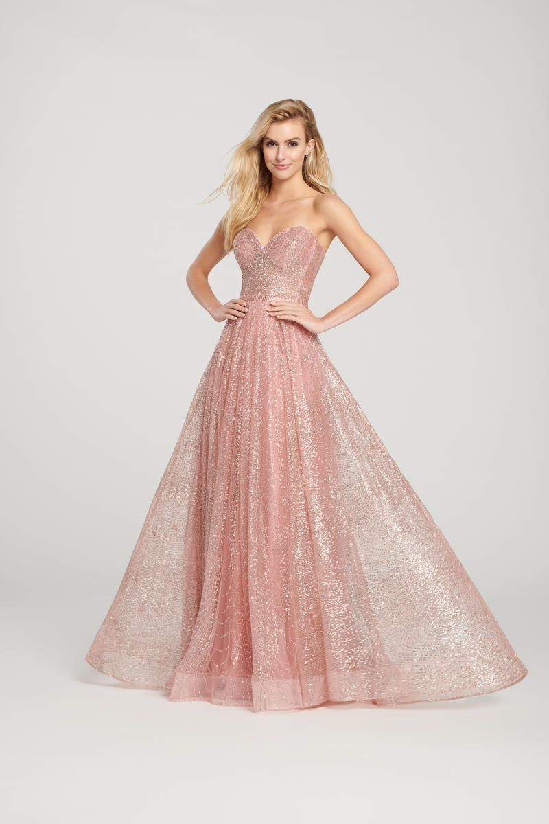 Style EW119002 Ellie Wilde Size 4 Prom Rose Gold A-line Dress on Queenly