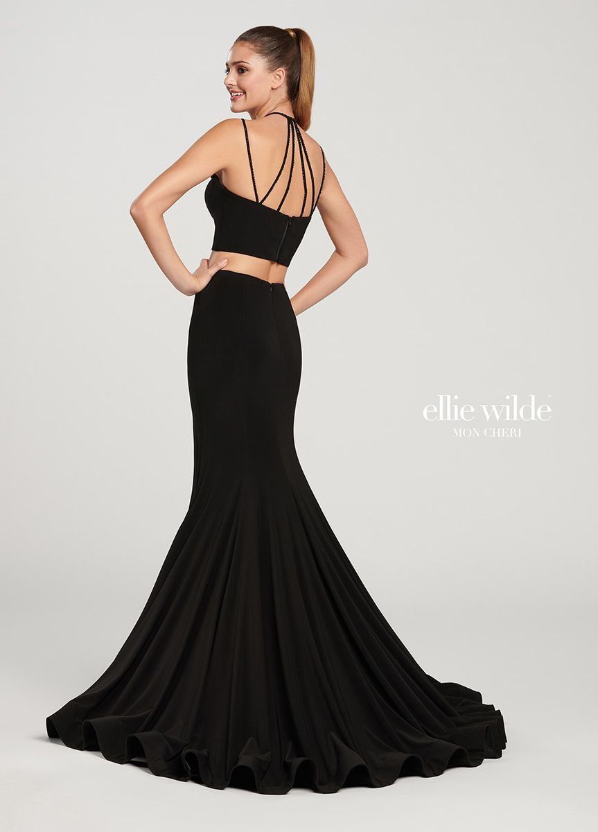 Style EW119152 Ellie Wilde Size 2 Prom Black Side Slit Dress on Queenly