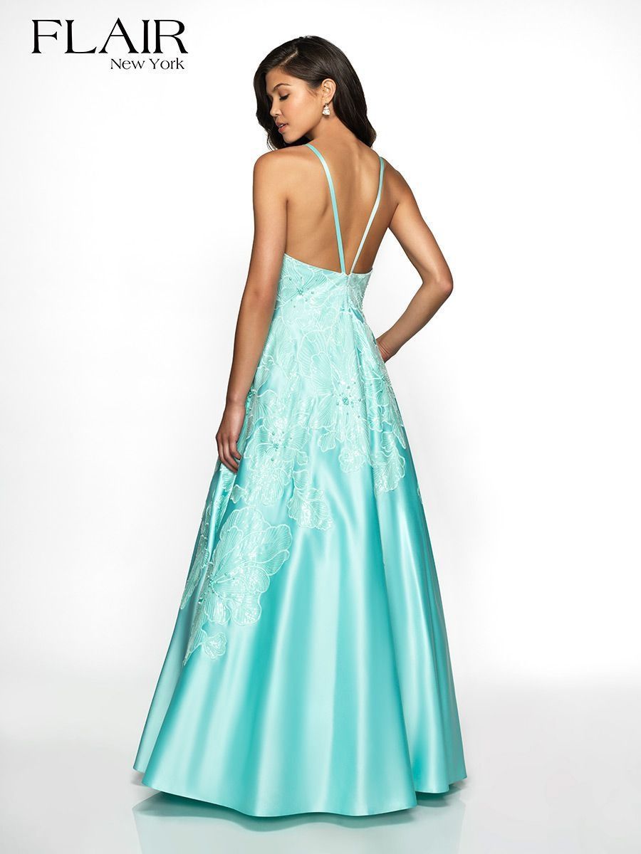 Style 19061 Flair Prom Size 6 Prom Satin Light Blue A-line Dress on Queenly