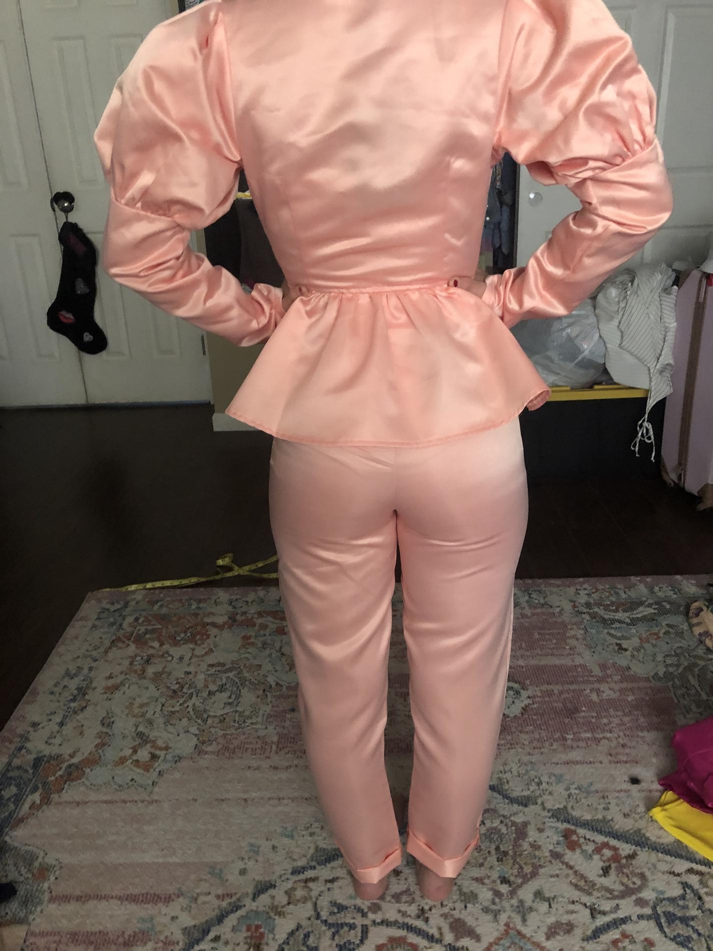 Size 0 Pageant Interview Satin Orange Formal Jumpsuit on Queenly