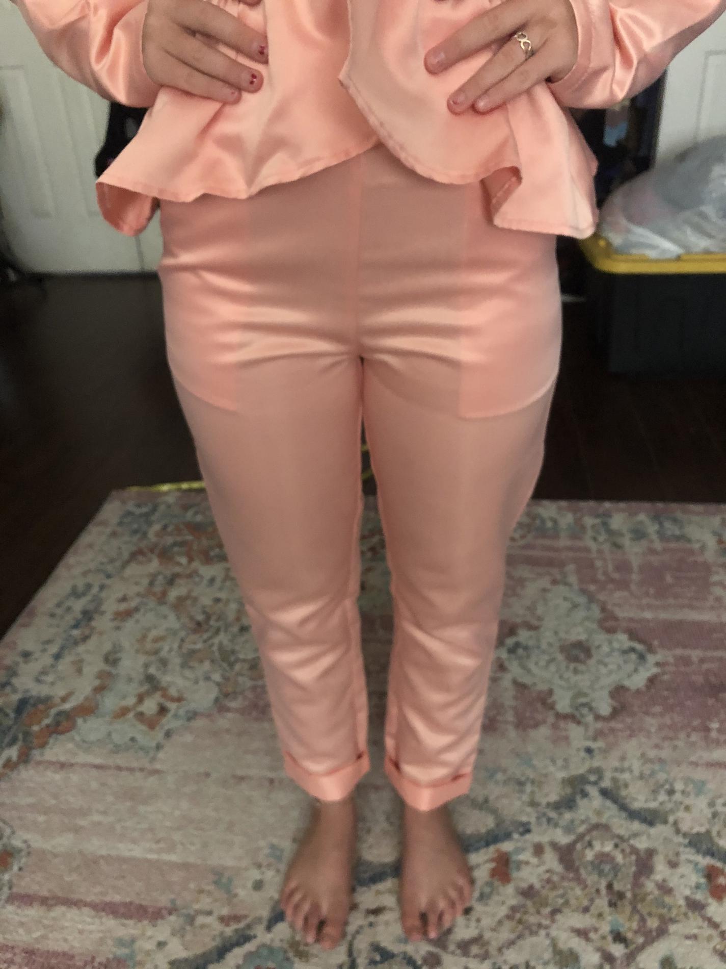 Size 0 Pageant Interview Satin Orange Formal Jumpsuit on Queenly