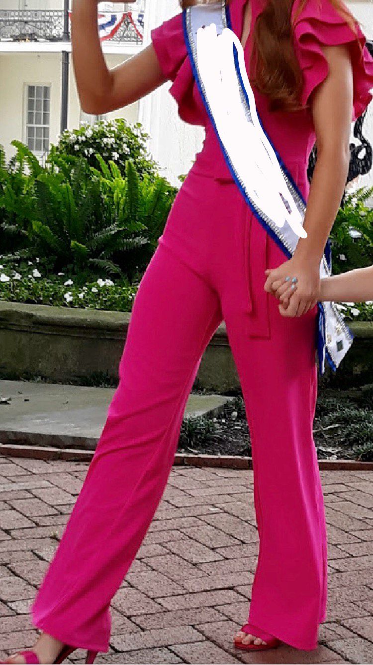 Size 00 Hot Pink Formal Jumpsuit on Queenly