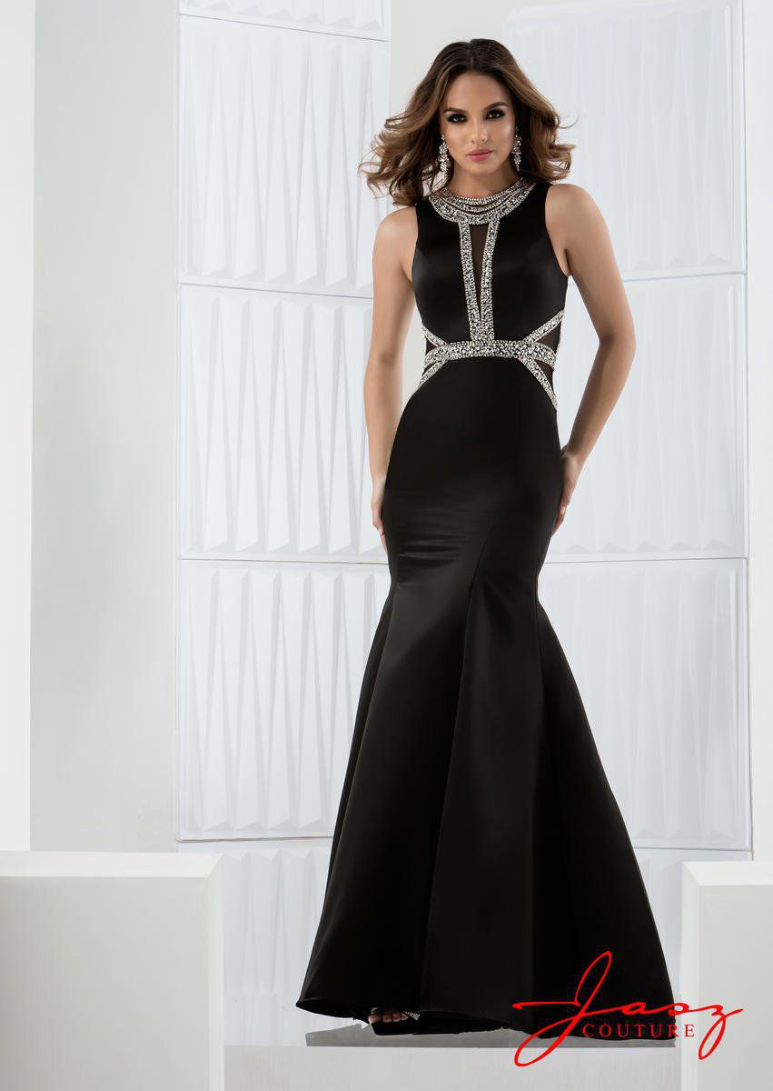 Style 5755 Jasz Couture Size 6 Prom Halter Sequined Black Mermaid Dress on Queenly