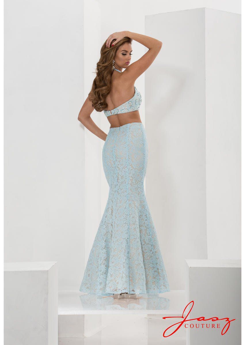 Style 5651 Jasz Couture Size 10 Prom Halter Light Blue Mermaid Dress on Queenly