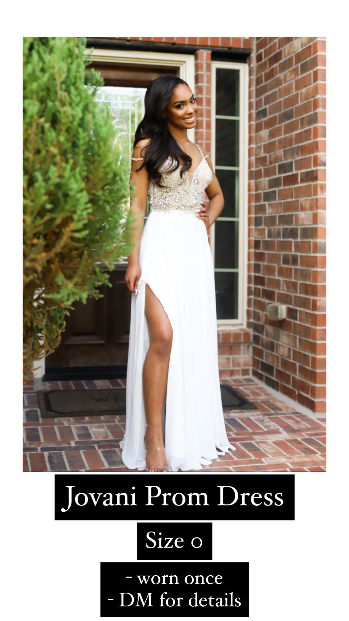 Jovani Size 0 Prom White Floor Length Maxi on Queenly