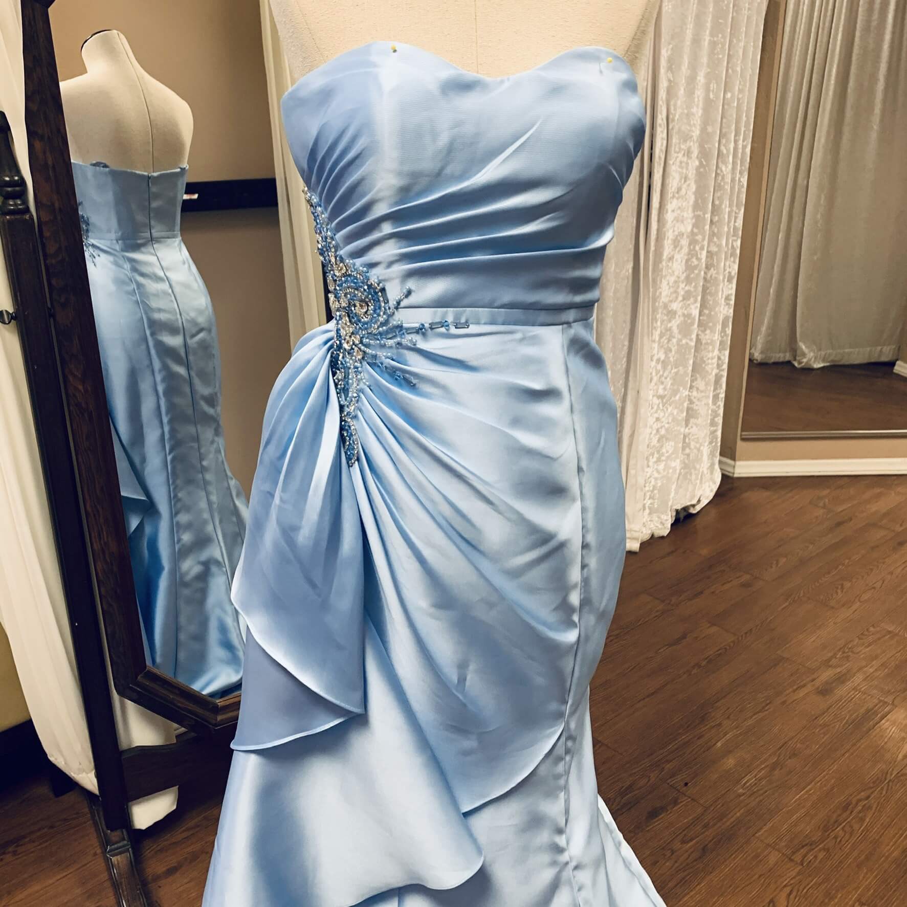 Cinderella Divine Size 6 Satin Blue Mermaid Dress on Queenly